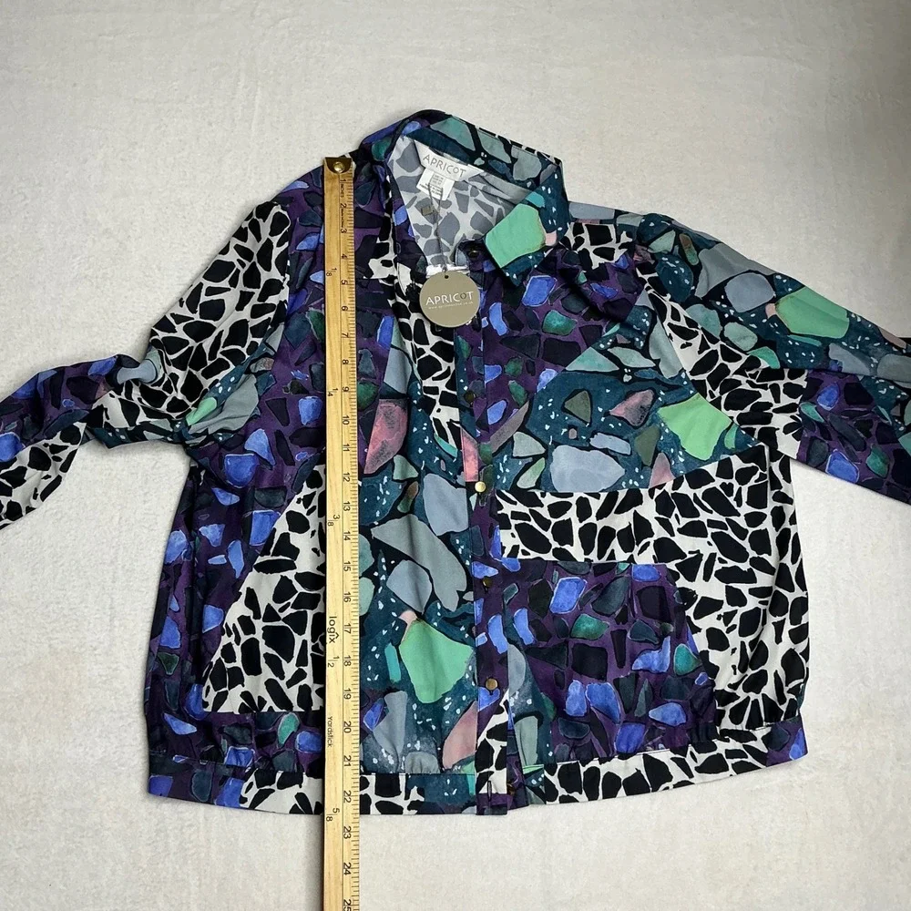 NWT Apricot Women Abstract Print Long Sleeve Collared Button Down Blouse - Picture 8 of 12